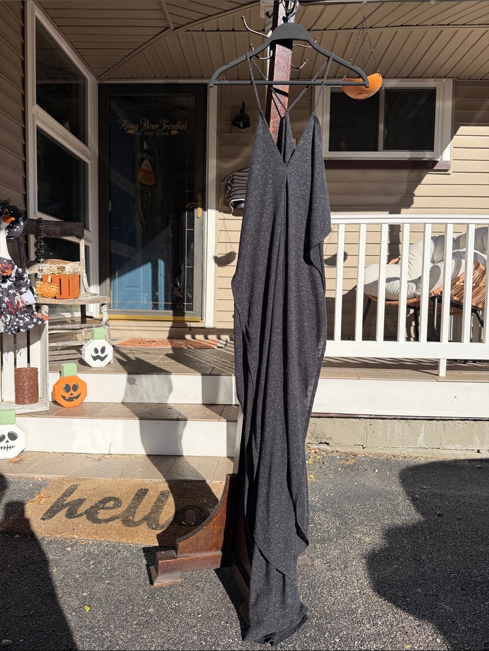 Free People Positano Maxi Dress in Charcoal Grey